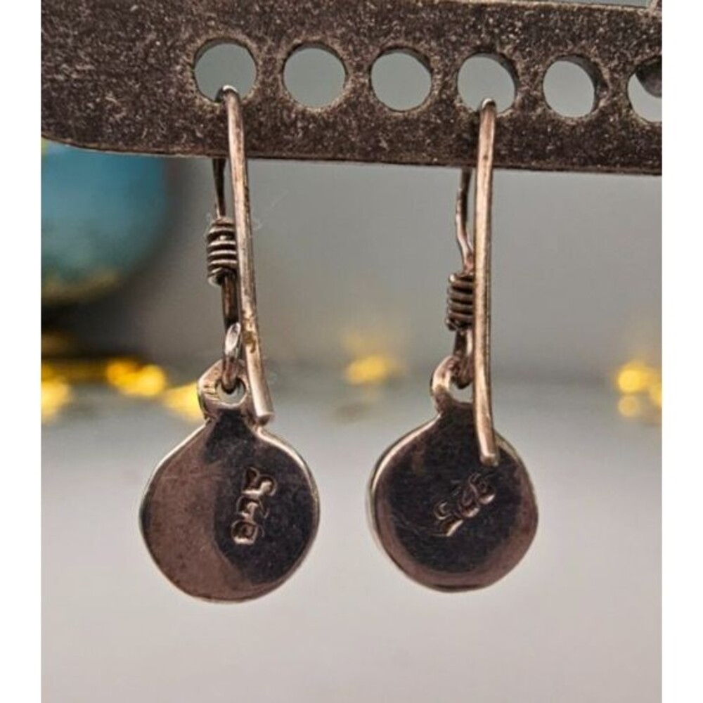 925 Sterling Silver & Blue Lapis Lazuli Drop Hook Earrings - Picture 2 of 4